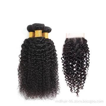 Raw Curly Brazilian Hair Bundles Human Hair Extension Vendors Wholesale Bundles With Frontal Closures